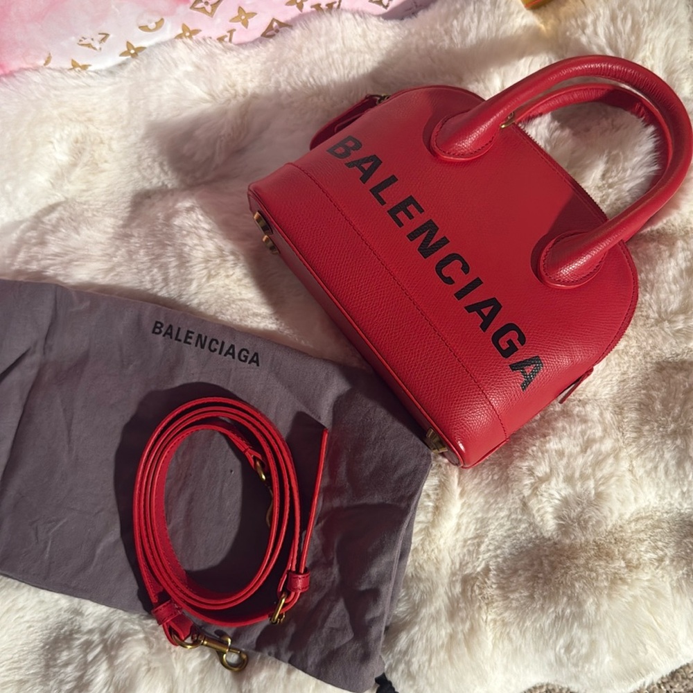 Balenciaga Red Ville Handle Crossbody Bag